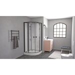 Ondee - zen - cabine de douche hydromassante - radio - nogea - sans silicone - noir mat - 1 / 4 cercle ...