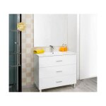 Zen - meuble salle de bain  poser montecarlo - l90cm - blanc - - livr mont - ondee