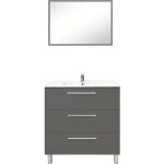Zen - meuble de salle de bain  poser pallas - 80cm - gris - mlamin - livr en kit - ondee