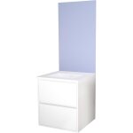 Ondee zen - meuble de salle de bain belis - a suspendre - miroir affleurant - 60cm - blanc