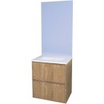 Ondee zen - meuble de salle de bain belis - a suspendre - miroir affleurant - 60cm - bois