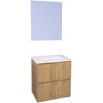 Zen - meuble de salle de bain belis - a suspendre - miroir suspendu - 60cm - bois - ondee
