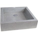 Ondee - zen - vasque carr�e � poser timbre - gris - 40cm - terrazzo - sans trop plein