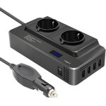 Onduleur de voiture 200w, convertisseur de puissance 12v � 220v, prise standard europ�enne, noir tonchean ...