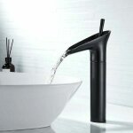 Ontway - robinet salle bain noir, robinet cascade mitigeur lavabo noir r�tro � levier unique robinet ...