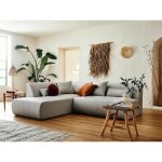 Lisa design - onyx - canap� modulable d'angle gauche 5 places - en tissu - gris clair