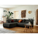 Lisa design - onyx - canap modulable d'angle gauche 5 places - en tissu - gris fonc