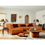 Lisa design - onyx - canap� modulable panoramique d'angle gauche 7 places - en tissu - rouille