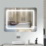 Miroir lumineux de salle de bain 50x70 cm ? verre et aluminium ? interrupteur tactile ? norme ip44 pour ...