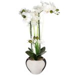 Orchid�e artificielle vase c�ramique argent h53cm atmosphera cr�ateur d'int�rieur
