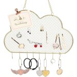 Organisateur de bijoux à suspendre, support mural en métal pour boucle d'oreille avec crochets pour filles ... Organisateur de bijoux à suspendre, support mural en métal pour boucle d'oreille avec crochets pour filles ...