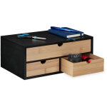 Relaxdays - organisateur bureau, 3 tiroirs, bambou & mdf, rangement pour fournitures, hxlxp : 13, 5x33x21 ...