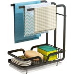 Organisateur d'vier - gouttoir mural pour serviettes, ponges, brosse avec bac d?gouttement pour cuisine ...