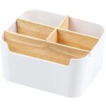 Organiseur de bureau, porte - stylo en bois rangement de bureau support de t�l�commande en bois bo�te ...