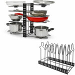 Maklik - organiseur de poles 8 tagres rangement couvercle casserole porte - pot cuisine
