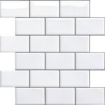 Osqi - credence adh�sif pour cuisine salle de bain, faux carrelage adh�sif mur blanc credence cuisine ...