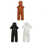 Ostaria - lot de 3 statuettes cramique bonhommes 16 cm