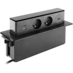 Otio - bloc multiprise encastrable 2x 16a 2p + t + 2 ports usb inox