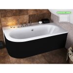Otitec - baignoire d'angle - avec tablier noir mat et repose t�te offert avita 160x75 - droite - noir ...