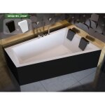 Otitec - baignoire asym�trique blanche + tablier noir + repose t�te - 170 x 125 - droite - intima duo ...