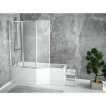 Otitec - baignoire bain douche droite avec pare baignoire 3 volets + tablier de baignoire blanc integra ...