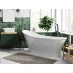 Otitec - baignoire îlot blanc brillant avec bonde chrome gloria 150x66 Otitec - baignoire îlot blanc brillant avec bonde chrome gloria 150x66