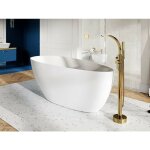 Baignoire îlot blanc mat avec bonde dorée goya 160x70 Baignoire îlot blanc mat avec bonde dorée goya 160x70