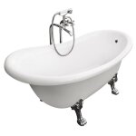 Otitec - baignoire �lot blanc sur pieds pattes de lion chrome otylia 160x77