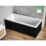 Otitec - baignoire rectangulaire - avec tablier noir mat et repose t�te offert modern 180x80 - noir