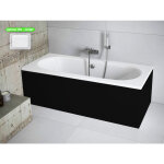 Otitec - baignoire rectangulaire - avec tablier noir mat et repose t�te offert vitae 170x75 - noir