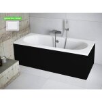 Otitec - baignoire rectangulaire - avec tablier noir mat et repose t�te offert vitae 180x80 - noir