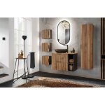 Otitec - cube de rangement de salle de bain - ch�ne wotan - l20 - h57 - p46 - luxilo - ch�ne wotan