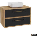 Ensemble meuble sous vasque avec vasque à poser - siphon offert embre noir 80 x 50 x 45 cm Ensemble meuble sous vasque avec vasque à poser - siphon offert embre noir 80 x 50 x 45 cm