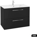 Ensemble meuble sous vasque avec vasque - siphon offert pure noir 80 � 60 � 45