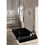Otitec - receveur de douche en acrylique noir - structure en pierre - rectangulaire - jamaica - 100 x ...