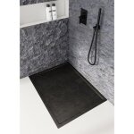 Otitec - receveur de douche en acrylique noir - structure en pierre - rectangulaire - quanti - 110 x ...