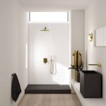 Otitec - receveur de douche en acrylique noir structure en pierre rectangulaire + siphon extraplat viega ...