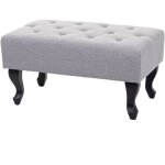 Hhg - jamais utilis] ottomane chesterfield, tabouret, repose - pieds, tissu hydrofuge 39x77x47cm, gris ...