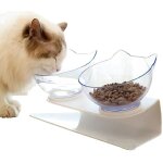 Ouble gamelle pour chat avec support sur�lev�, gamelle pour chat domestique, mangeoire � 15 �, inclin�e ...