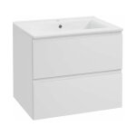 Oudee - meuble avec lavabo, 60x55x46 cm, 2 tiroirs, blanc brillant 50002s60 - kielle
