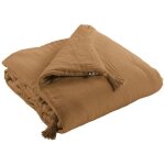 Ourea - chemin de lit 90x200cm capitonn gaze de coton camel