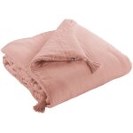 Ourea - chemin de lit 90x200cm capitonné gaze de coton rose pêche Ourea - chemin de lit 90x200cm capitonné gaze de coton rose pêche
