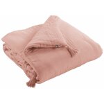 Ourea - chemin de lit 90x200cm capitonn gaze de coton rose pche