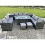 Outdoor rotin garden corner furniture gas firepit table chauffage  gaz set table d'appoint petit gris ...