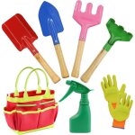 Outils de jardinage pour enfants, 7 pi�ces jouet de jardin enfant avec arrosoir, gants, r�teau, pelle, ...