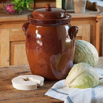 Outils et nature - pot à choucroute avec pierres lacto - fermentation traditionnel 5l marron Outils et nature - pot à choucroute avec pierres lacto - fermentation traditionnel 5l marron