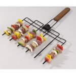 Astuceo - brochette barbecue 6 en 1 pliable avec manche en bois