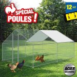 Outiror - enclos poulailler 12 m en acier galvanis