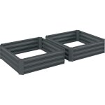 Lot de 2 carr� potager de jardin - outsunny - t�le d'acier ondul�e - 100 x 100 x 30 cm - gris fonc�
