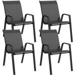 Outsunny - lot de 4 chaises de jardin empilables - accoudoirs - design - acier époxy noir résine tressée ... Outsunny - lot de 4 chaises de jardin empilables - accoudoirs - design - acier époxy noir résine tressée ...